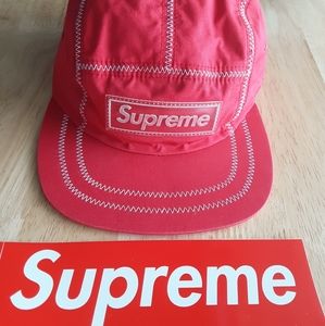 Supreme zig-zag stitch Camp cap RED